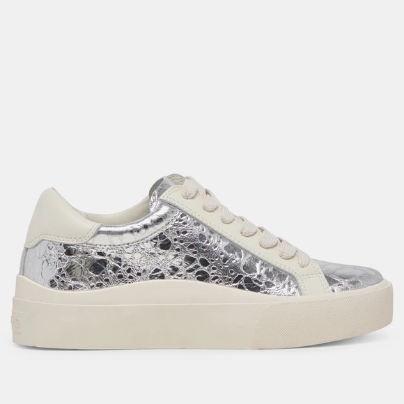 Dolce Vita Zayn 360 Sneakers Silver Distressed Leather - Picture 1 of 9